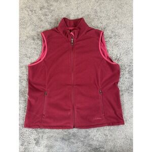 LL Bean Fleece Vest Jacket Vest Mens XL Red Sleeveless Full ZIp Pockets